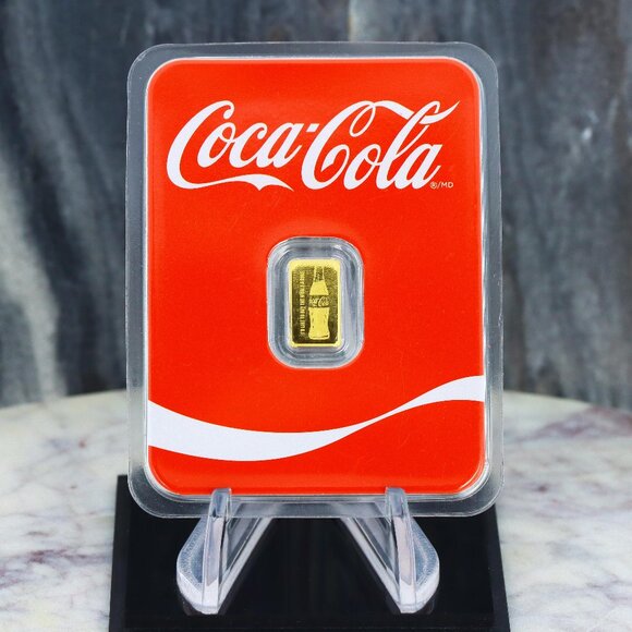 Coca-Cola Gold Bar Rare Edition Factory Sealed 1/2 Gram .9999 Pure Gold Limited - Picture 1 of 4